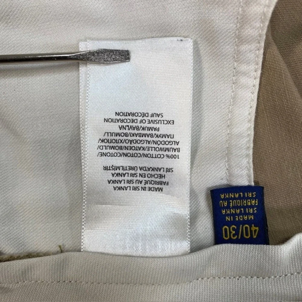 Polo Ralph‎ Lauren Classic Fit Chino Pants Khaki Cotton Mens Size 40x30 (38x29)
